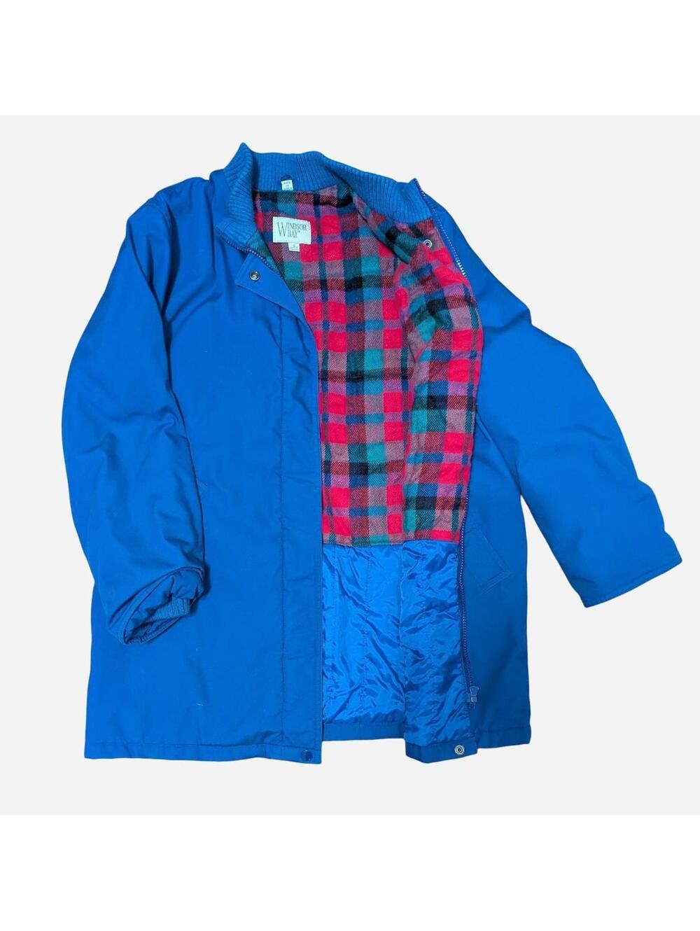 1980s Windsor Bay Petite Plaid Lined Cobalt Blue Jacket S
